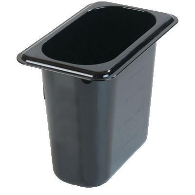 Carlisle 3088803 Storplus 1/9 Size Black High Heat Food Pan - 6" Deep