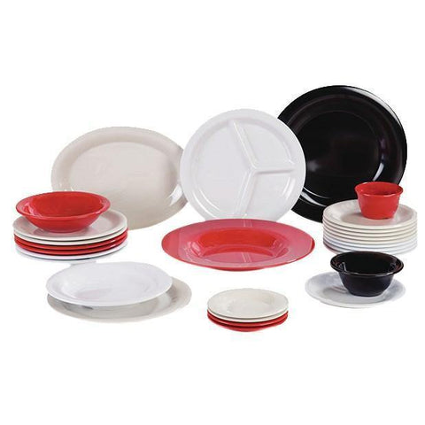 Carlisle 3300005 Sierrus 10-1/2" Red 3-Compartment Narrow Rim Melamine Plate