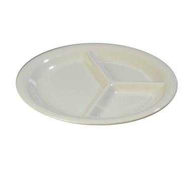 Carlisle 3300042 Sierrus 10-1/2" Bone 3-Compartment Narrow Rim Melamine Plate