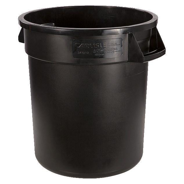 Carlisle 34101003 Bronco 10 Gallon Round Plastic Trash Can, Black