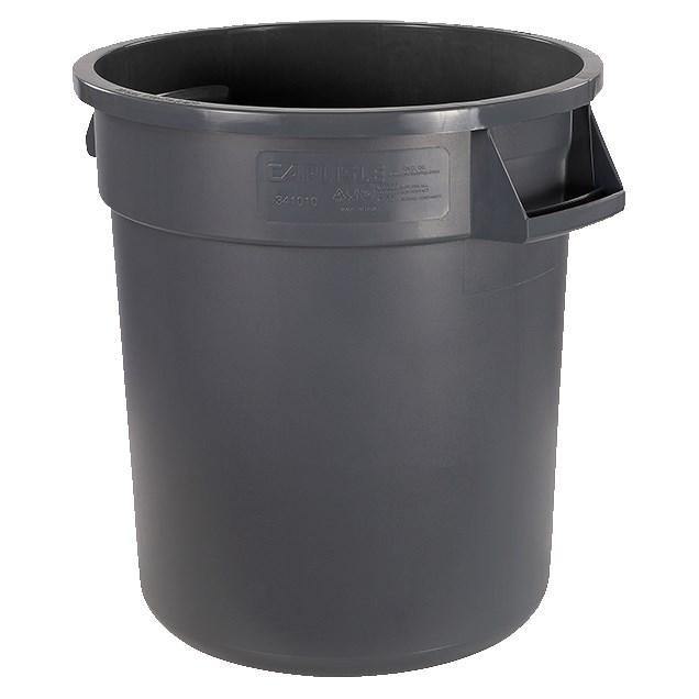Carlisle 34101023 Bronco 10 Gallon Round Plastic Trash Can, Gray