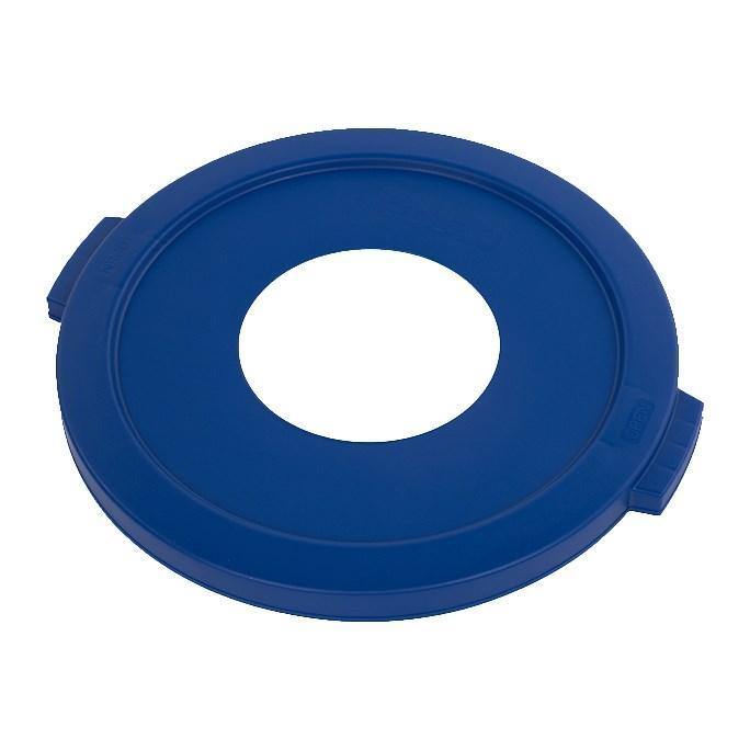 Carlisle 341021REC14 Bronco 20 Gallon Round Recycling Trash Can Lid, Blue