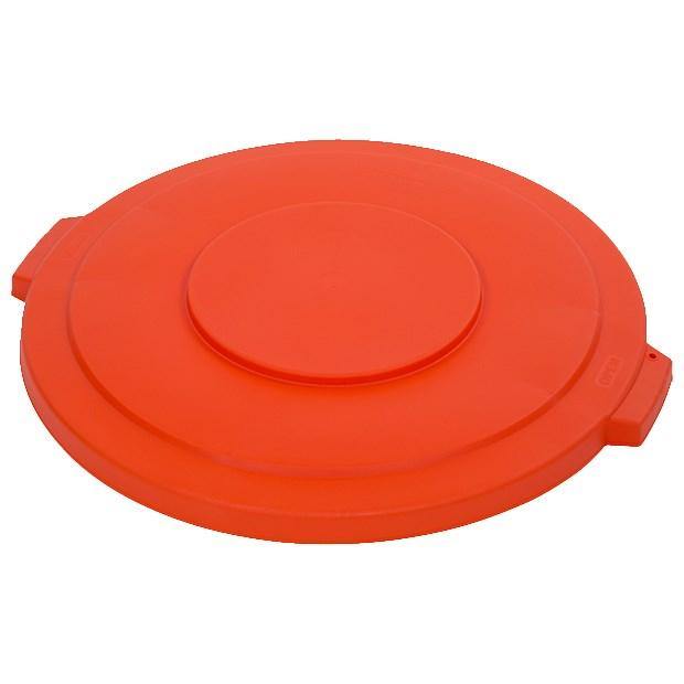 Carlisle 34103324 Bronco 32 Gallon Round Plastic Trash Can Lid, Orange
