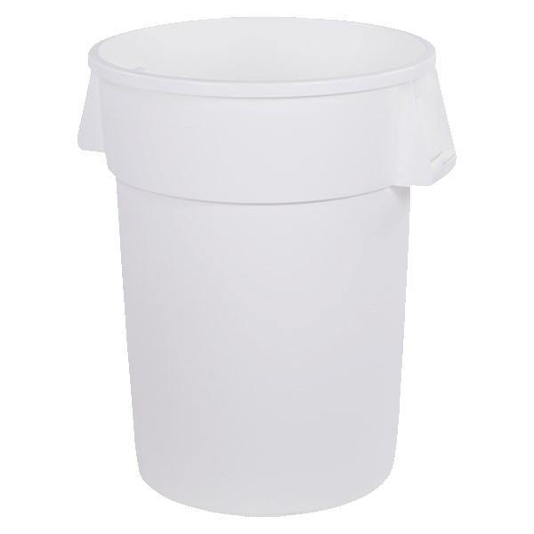 Carlisle 34104402 Bronco 44 Gallon Round Plastic Trash Can, White