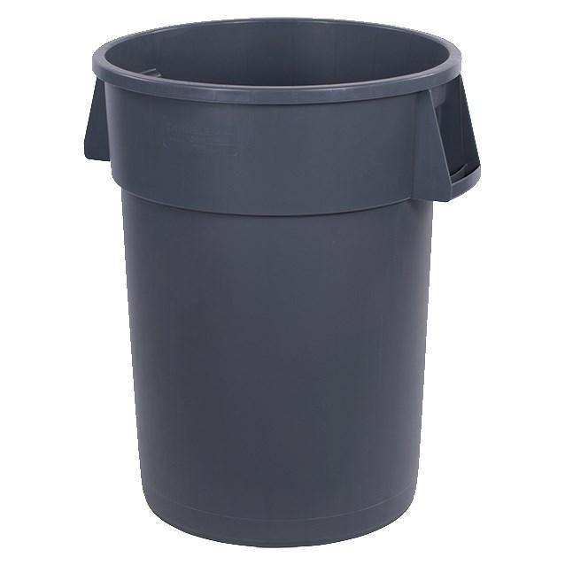 Carlisle 34104423 Bronco 44 Gallon Round Plastic Trash Can, Gray