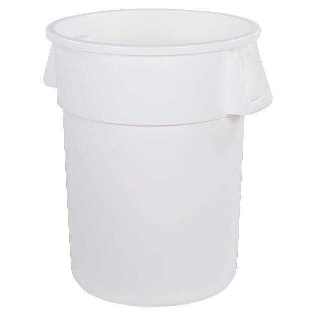 Carlisle 34105502 Bronco 55 Gallon Round Plastic Trash Can, White
