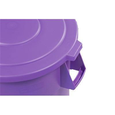 Carlisle 34105689 Bronco 55 Gallon Round Plastic Trash Can Lid, Purple