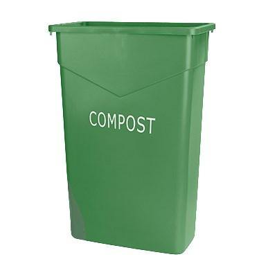 Carlisle 342023CMP09 Trimline 23 Gallon Green Slim "COMPOST" Trash Can