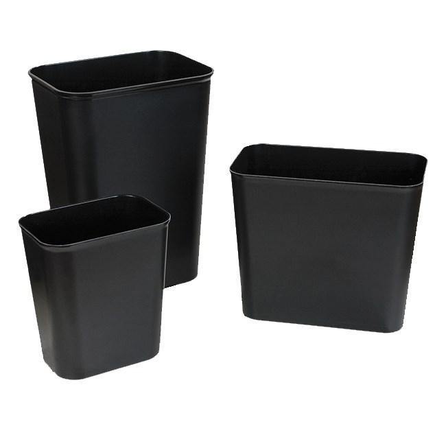 Carlisle 34292703 Wastebasket, 28 Qt., Rectangular, Rounded Corners, Black, UL