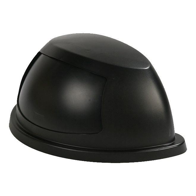 Carlisle 34302203 Centurian 21 Gallon Black Half Round Waste Container Lid with Swing Door