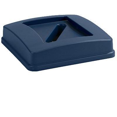 Carlisle 343937REC14 Centurian 35 Gallon Blue Square Gallon Recycling Bin Lid with Paper Slot