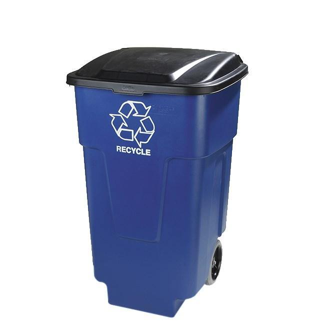Carlisle 345050REC14 Bronco 50 Gal Multiple Materials Recycle Bin - Indoor, Wheels