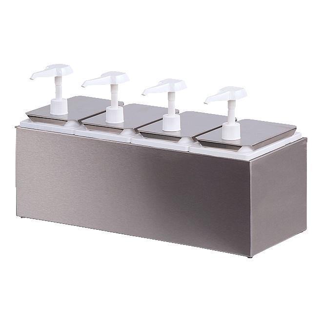 Carlisle 38504 10 Qt. Condiment Dispenser Rail with 4 Standard Pumps
