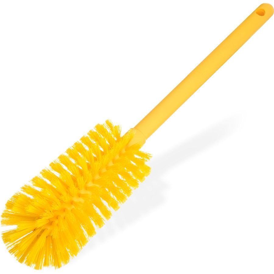 Carlisle 40001C04 Sparta 16" Yellow Carafe and Server / Bottle Cleaning Brush - 3-1/4" Bristle Diameter