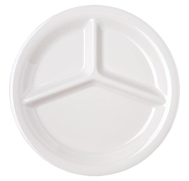 Carlisle 4300042 Durus 10-1/2" Ivory Bone 3-Compartment Melamine Plate
