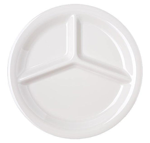 Carlisle 4300042 Durus 10-1/2" Ivory Bone 3-Compartment Melamine Plate