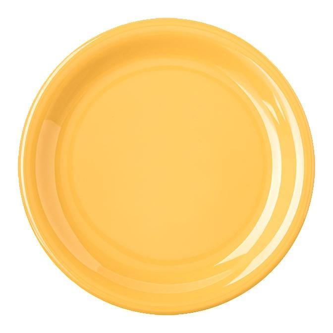 Carlisle 4300622 Durus 7-1/4" Honey Yellow Narrow Rim Melamine Salad Plate