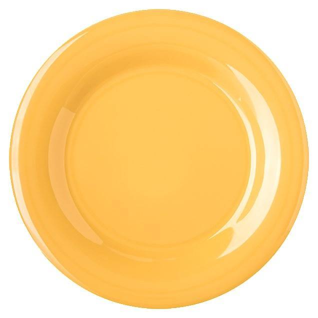 Carlisle 4301022 Durus 10-1/2" Honey Yellow Wide Rim Melamine Dinner Plate