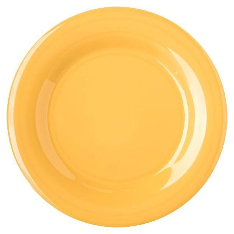 Carlisle 4301022 Durus 10-1/2" Honey Yellow Wide Rim Melamine Dinner Plate