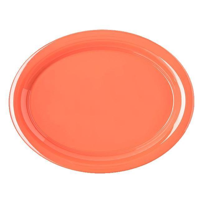 Carlisle 4308052 Durus 13-1/2" Sunset Orange Oval Melamine Platter