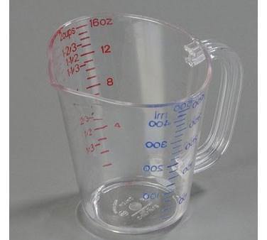 Carlisle 4314207 16 Oz. Oval Measuring Cup with Pour Spout & C-Handle, Polycarbonate, Clear