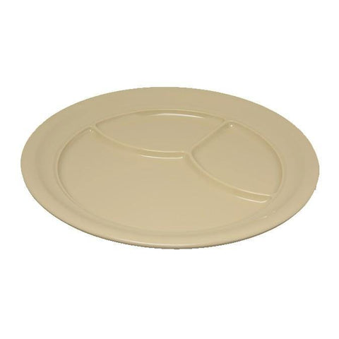 Carlisle 4351425 Dallas Ware 9-3/4" Tan 3-Compartment Melamine Plate