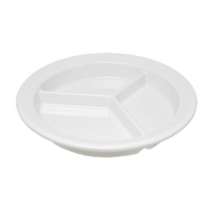 Carlisle 4351602 Dallas Ware 9" White 3-Compartment Melamine Plate