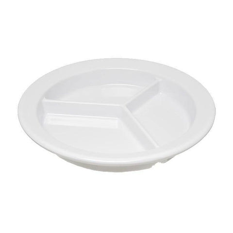 Carlisle 4351602 Dallas Ware 9" White 3-Compartment Melamine Plate