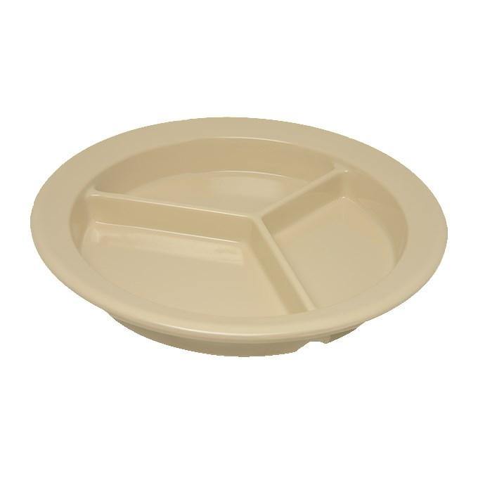 Carlisle 4351625 Dallas Ware 9" Tan 3-Compartment Melamine Plate