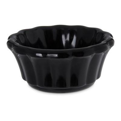 Carlisle 4394203 1 Oz. Black Scalloped Melamine Ramekin