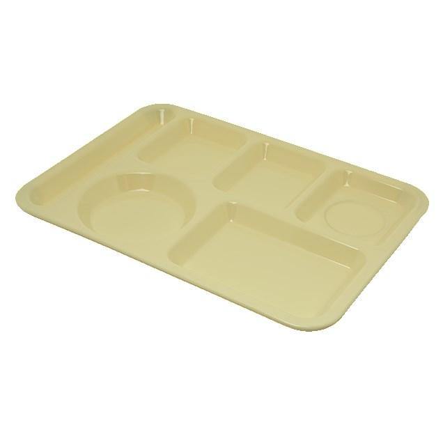 Carlisle 4398004 10" X 14" Yellow Heavy Weight Melamine Left Hand 6 Compartment Tray