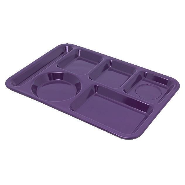 Carlisle 4398087 10" X 14" Purple Heavy Weight Melamine Left Hand 6 Compartment Tray