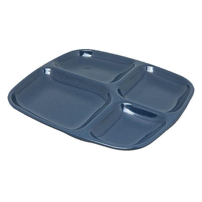 Carlisle 4398635 Melamine Rectangular Tray with (4) Compartments, Cafe Blue