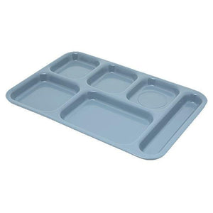 Carlisle 4398859 10" X 14-1/2" Slate Blue Heavy Weight Melamine Right Hand 6 Compartment Tray