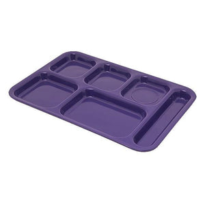 Carlisle 4398887 10" X 14-1/2" Purple Heavy Weight Melamine Right Hand 6 Compartment Tray