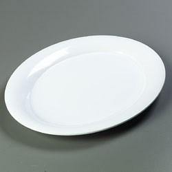 Carlisle 4441002 White 17" X 13" Melamine Wide Rim Oval Platter