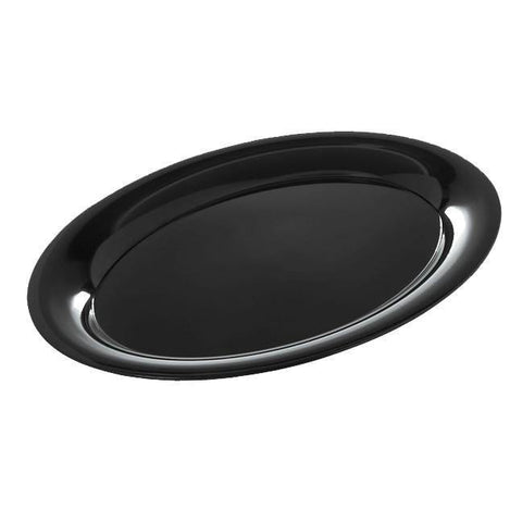 Carlisle 4441003 Black 17" X 13" Melamine Wide Rim Oval Platter