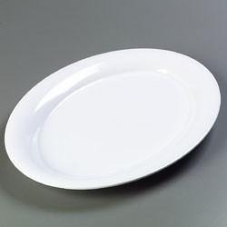 Carlisle 4441202 White 21" X 15" Melamine Wide Rim Oval Platter