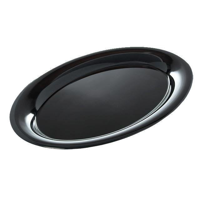 Carlisle 4441203 Black 21" X 15" Melamine Wide Rim Oval Platter