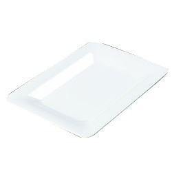 Carlisle 4441402 White 14" X 10" Melamine Wide Rim Rectangle Platter