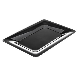 Carlisle 4441403 Black 14" X 10" Melamine Wide Rim Rectangle Platter