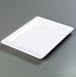 Carlisle 4441602 White 17" X 13" Melamine Wide Rim Rectangle Platter