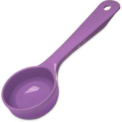 Carlisle 492689 Measure Misers 3 Oz. Purple Short Handle Portion Spoon