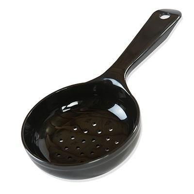 Carlisle 496703 Measure Misers 6 Oz. Black Short Handle Perforated Portion Spoon