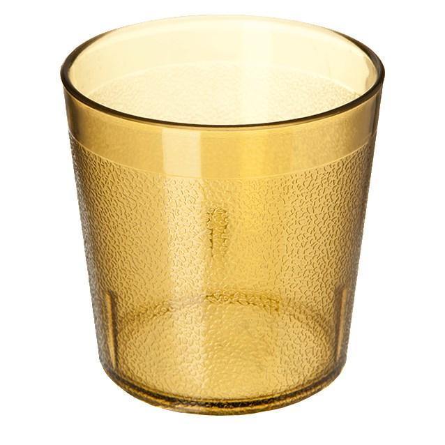 Carlisle 552913 9 Oz. Amber Old Fashioned Pebbled Plastic Tumbler