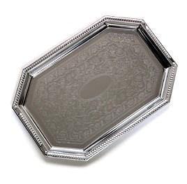 Carlisle 608901 Octagonal Celebration Tray - 17-1/8 X 11-3/4" Mirror-Finish Carbon Steel