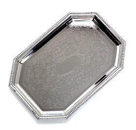 Carlisle 608902 Octagonal Celebration Tray - 20 X 13-3/4" Chrome-Plated