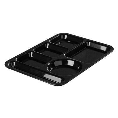 Carlisle 61403 10" X 14" Black ABS Plastic Left Hand 6 Compartment Tray