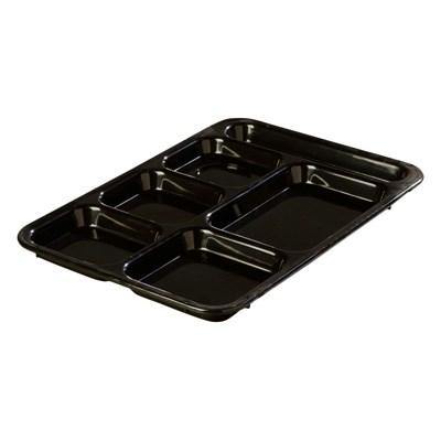 Carlisle 614R03 10" X 14-3/8" Black ABS Plastic Right Hand 6 Compartment Tray