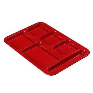 Carlisle 614R05 10" X 14-3/8" Red ABS Plastic Right Hand 6 Compartment Tray